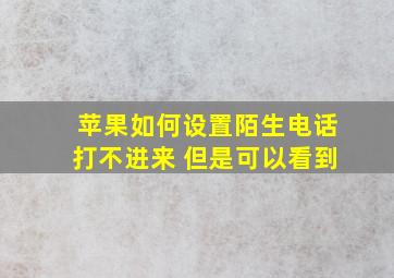 苹果如何设置陌生电话打不进来 但是可以看到